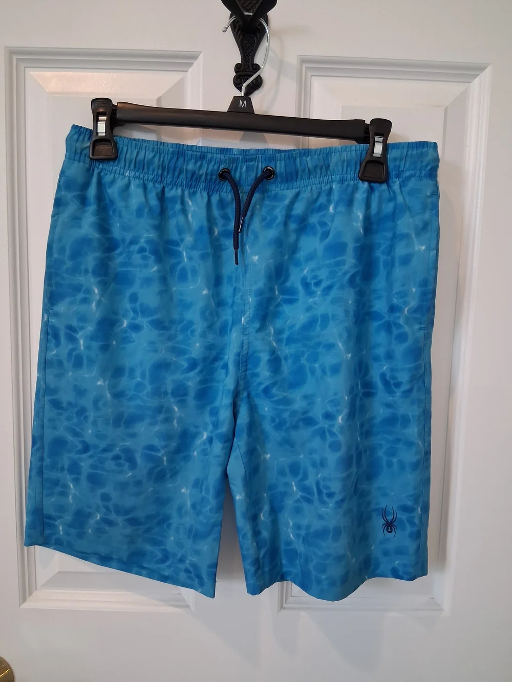 Spyder Kids Navy Long Sleeve Swim Tee with Aqua Spider and Blue Swim Trunks